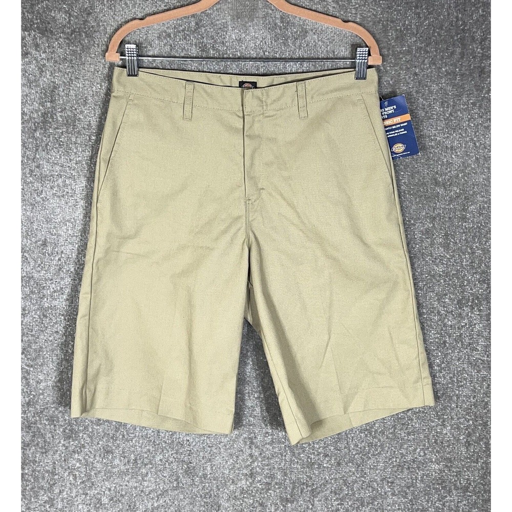 Dickies Young Mens Flat Front Classic Fit Bermuda Chino Shorts Mens Size‎ 32 Tan
